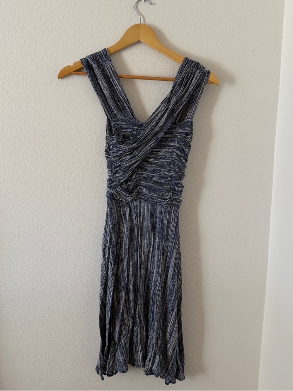 Plenty by Tracy Reese Navy and Gray Striped Midi Dress